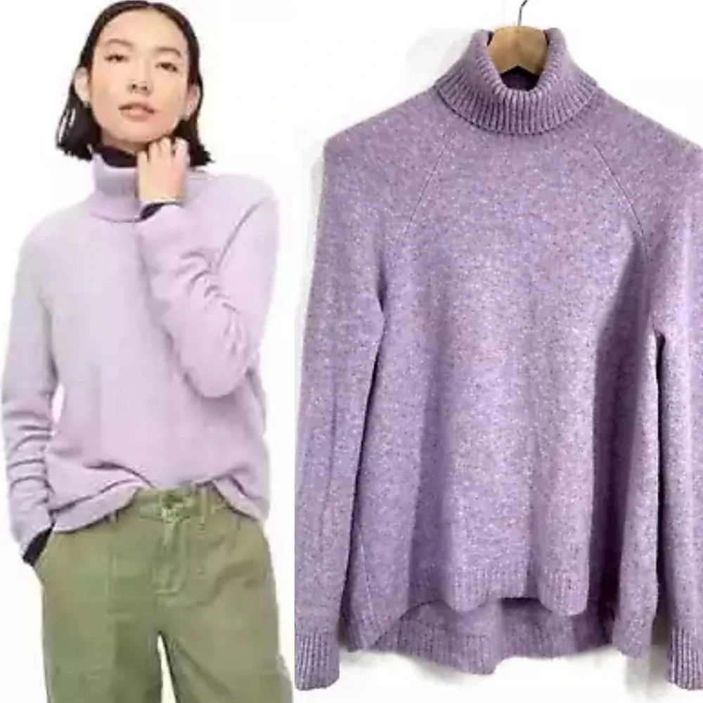 J. Crew Sweater Medium Pastel Super Soft‎ Yarn Alpaca Wool Blend Turtleneck Cozy